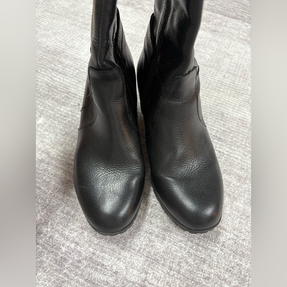 Jambu Chai Women Heeled Tall Leather Boots Size 6.5 Black Almond Toe Zip Neutral - Picture 7 of 10